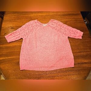 Davi & Dani hot pink open knit sweater